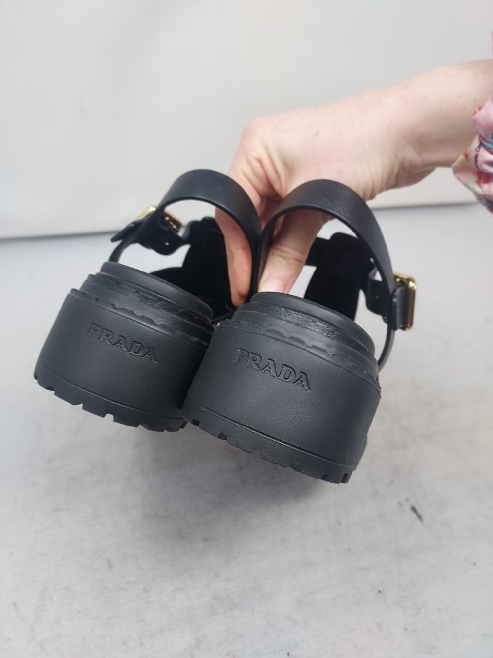 Prada Monolith WOMENS Logo Platform Fisherman Black Rubber Sandal - Picture 13 of 13